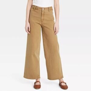 Universal Thread Women's High Rise Sailor Wide Leg Ankle Jeans Light Brown 16R